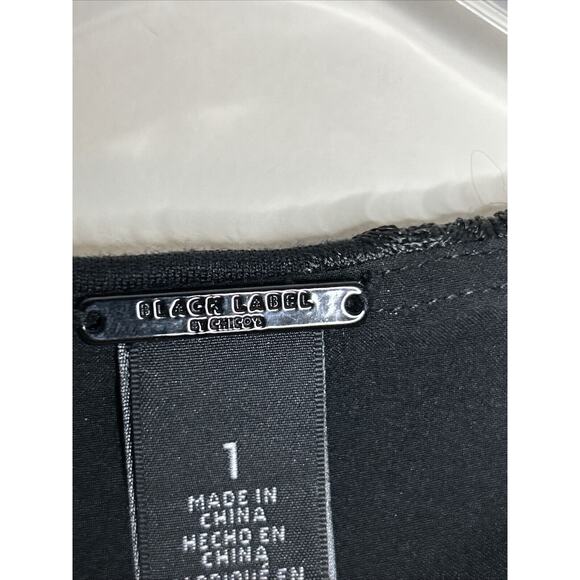 Chicos Black Label Women’s Tunic Medium Embroidered Black Floral Elegant Layered - Picture 2 of 13